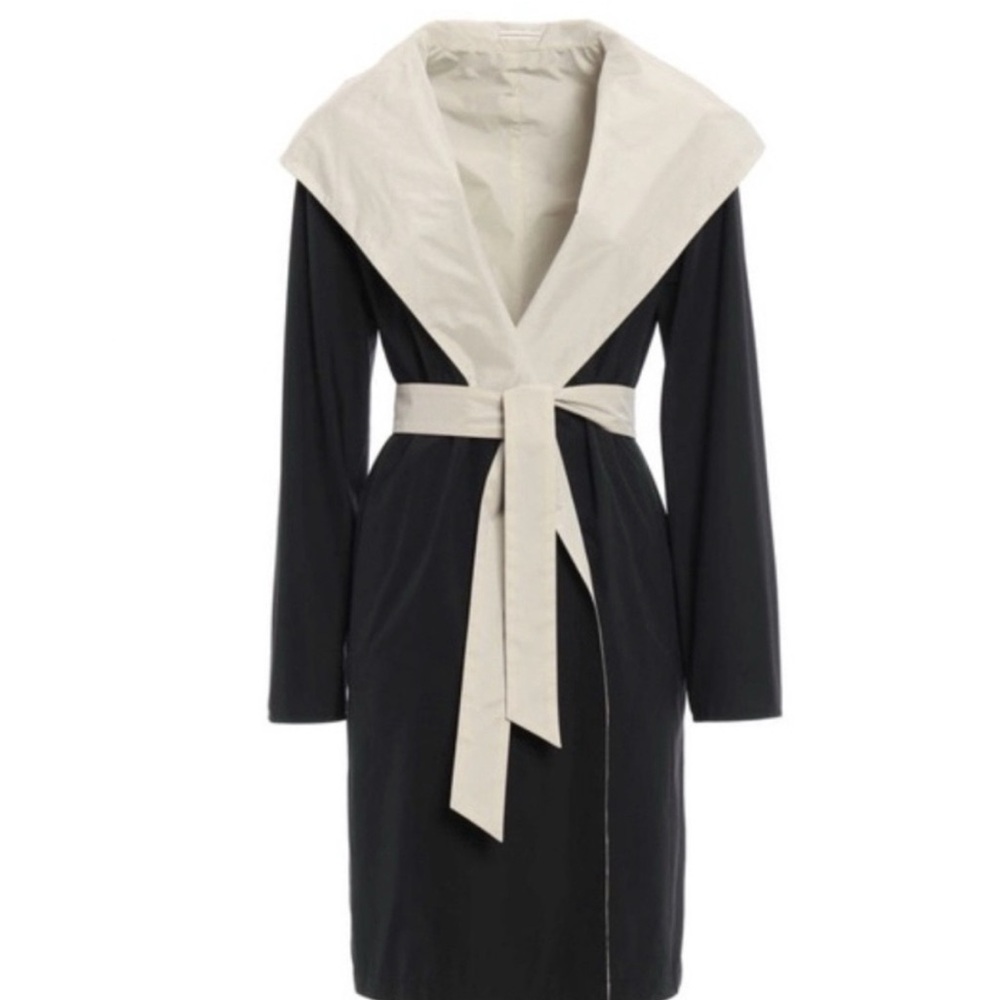 MaxMara Studio Black and Cream Hooded Jacket Size 10